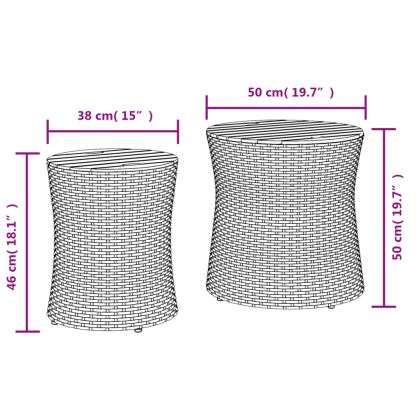 Градински помощни маси 2 бр с дървен плот бежов полиратан