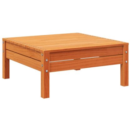 Градински диван с табуретка, 3-местен, восъчнокафяв, бор масив