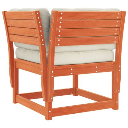 Градински комплект с възглавници 7 части восъчнокафяв бор масив