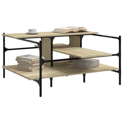 Кафе маса, дъб сонома, 100x100x48,5 см, инженерно дърво