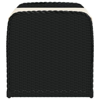 Пейка за съхранение с възглавница черна 80x51x52 см полиратан