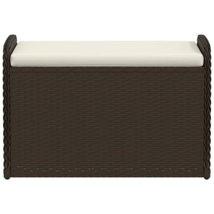 Пейка за съхранение с възглавница кафява 80x51x52 см полиратан
