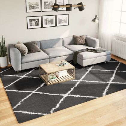 Шаги килим с дълъг косъм "PAMPLONA", черно-кремав, 240x340 см