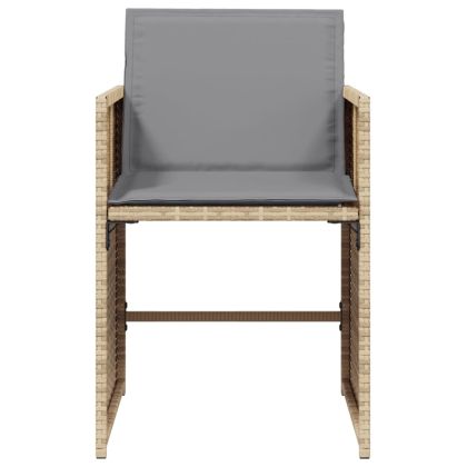 Градински столове с възглавници, 4 бр, бежови полиратан