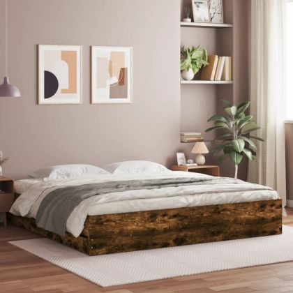 Рамка за легло с чекмедже опушен дъб 160x200 см инженерно дърво