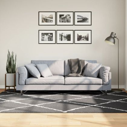 Шаги килим с дълъг косъм "PAMPLONA", черно-кремав, 160x230 см