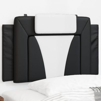 Мека табла за легло, черна и бяла, 90 см, изкуствена кожа