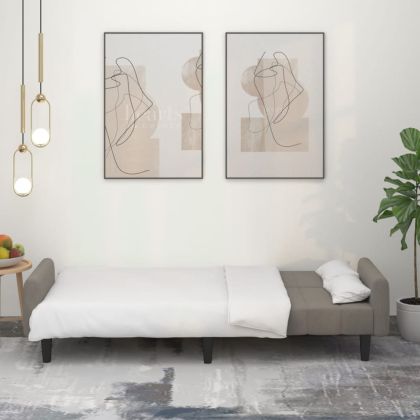 2-местно разтегателно канапе, светлосиво, кадифе