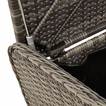 Пейка за съхранение с възглавница сива 80x51x52 см полиратан