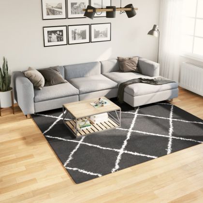 Шаги килим с дълъг косъм "PAMPLONA", черно-кремав, 240x240 см