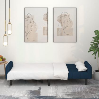 2-местно разтегателно канапе, синьо, кадифе