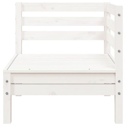 Градински диван с табуретка, 3-местен, бял, бор масив