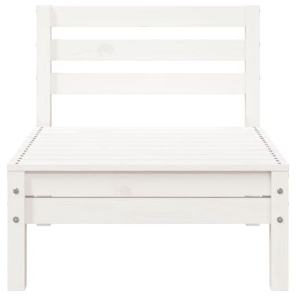 Градински диван с табуретка, 3-местен, бял, бор масив