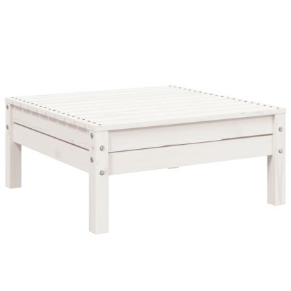 Градински диван с табуретка, 3-местен, бял, бор масив
