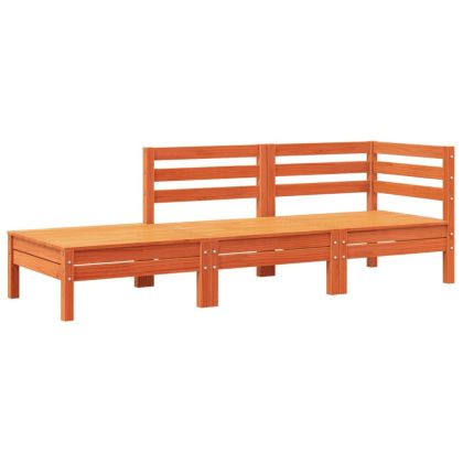 Градински диван с възглавници и табуретка за крака, бор масив