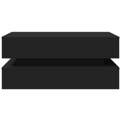 Маса за кафе с LED осветление, черна, 90x50x40 см