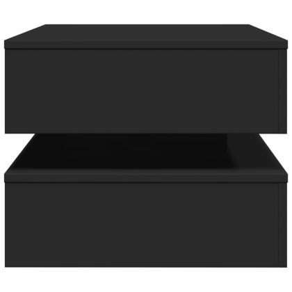 Маса за кафе с LED осветление, черна, 90x50x40 см