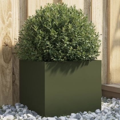 Кашпа, маслиненозелена, 32x30x29 см, студеновалцувана стомана