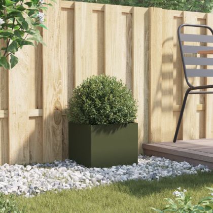 Кашпа, маслиненозелена, 32x30x29 см, стомана