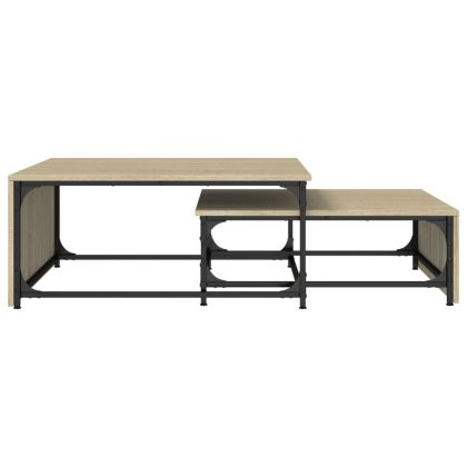 Стифиращи кафе маси, 2 бр, сонома дъб, инженерно дърво и метал