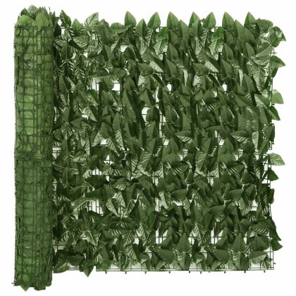 Балконски параван с тъмнозелени листа, 300x75 см