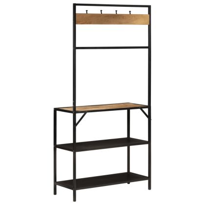 Етажерка портманто 90x35x180 см масивно дърво манго и желязо