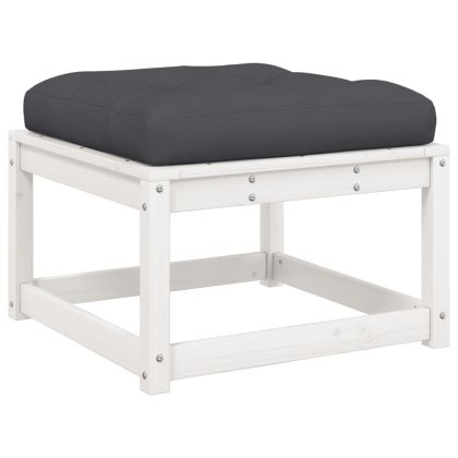 Градински лаундж комплект 8 части с възглавници бял бор масив