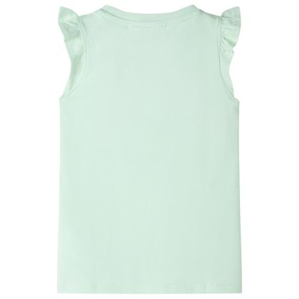Детска тениска с ръкави волани, меко зелено, 92