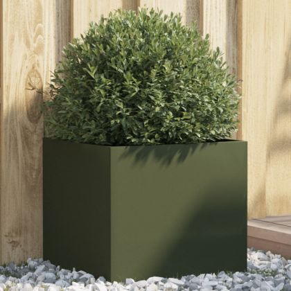 Кашпа, маслиненозелена, 42x40x39 см, студеновалцувана стомана