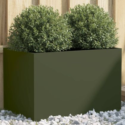 Кашпа, маслиненозелена, 62x40x39 см, студеновалцувана стомана