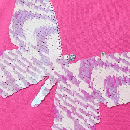 Детска тениска с ръкави капаче, тъмнорозово, 92