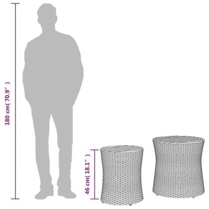 Градински помощни маси 2 бр с дървен плот сив полиратан