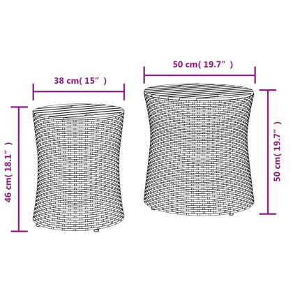 Градински помощни маси 2 бр с дървен плот сив полиратан