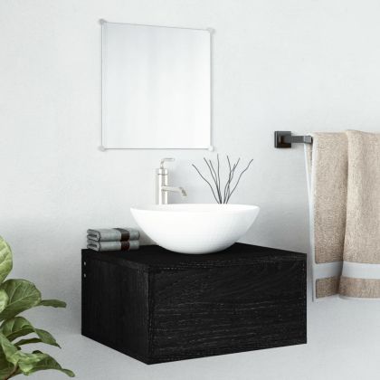 Комплект мебели за баня от 2 части, черен, инженерно дърво
