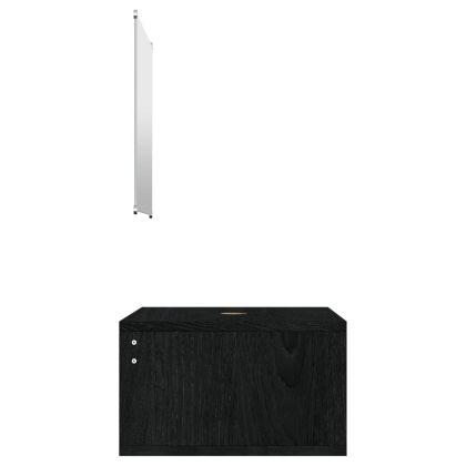 Комплект мебели за баня от 2 части, черен, инженерно дърво