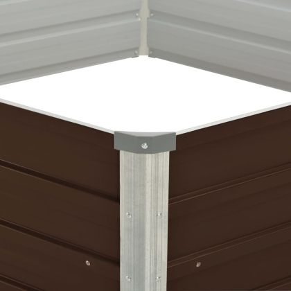 Повдигната леха, кафява, 129x129x46 см, поцинкована стомана