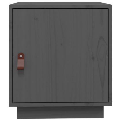 Нощно шкафче, сиво, 40x34x45 см, борово дърво масив