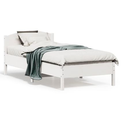 Рамка за легло без матрак, бял, 90x190 см, борово дърво масив