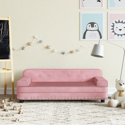 Детски диван, розов, 90x53x30 см, кадифе