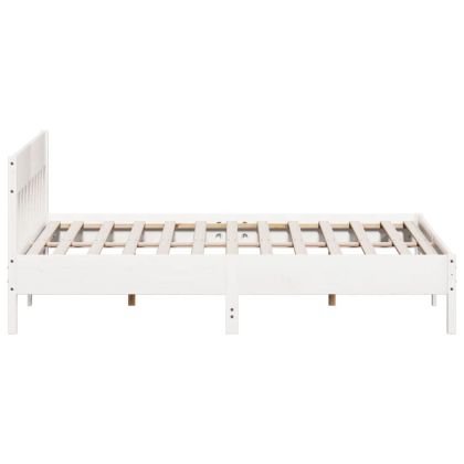 Рамка за легло без матрак, бял, 180x200 см, бор масив