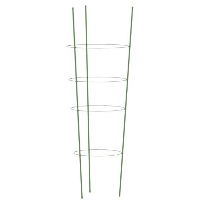 Стойки за цветя с 4 пръстена, 5 бр, зелени, 90 см, стомана