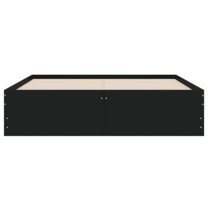 Рамка за легло с чекмеджета, черна, 135x190 см, инженерно дърво