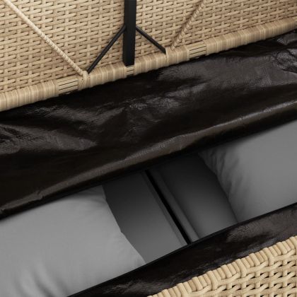 Градинска пейка с възглавници, бежов, полиратан