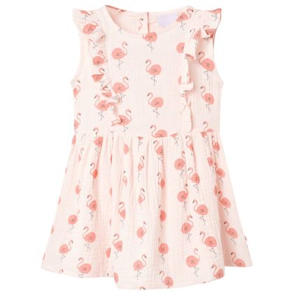 Детска рокля с волани, нежно розово, 92