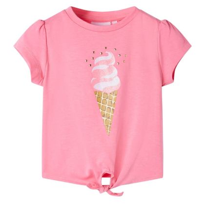 Детска тениска, флуоресцентно розова, 104