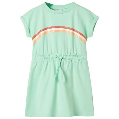 Детска рокля с връв, яркозелена, 116