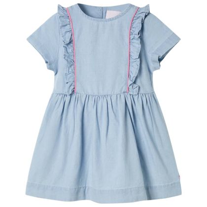 Детска рокля с волани, нежно синьо, 116
