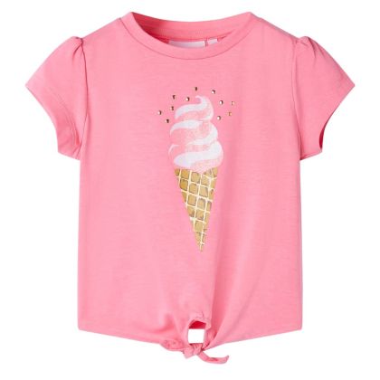Детска тениска, флуоресцентно розова, 128