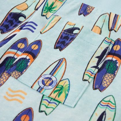 Детски къси панталони с шнурове, мек син меланж, 104