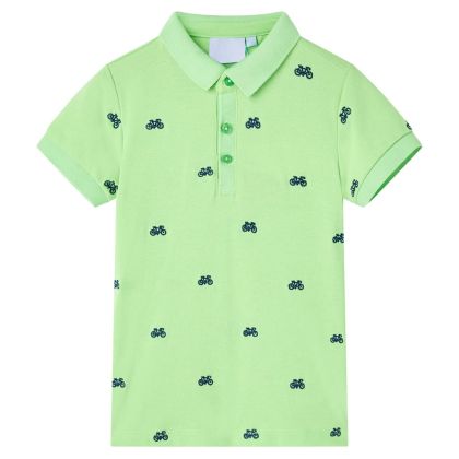 Детска поло тениска, неоново зелена, 128